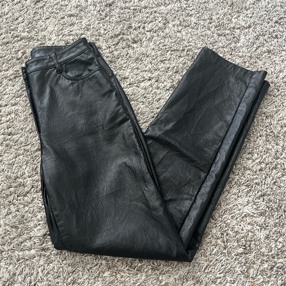 Wilfred Melina High Waisted Straight Leg Black Vegan Leather Pants Women Size 4 - Picture 4 of 14